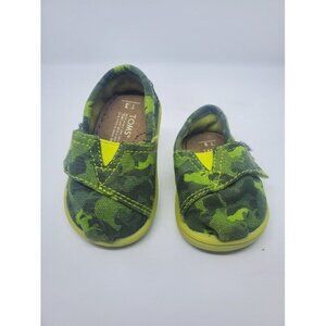 Toms Toddler Slip-On Shoes Camo Green Canvas Size 3